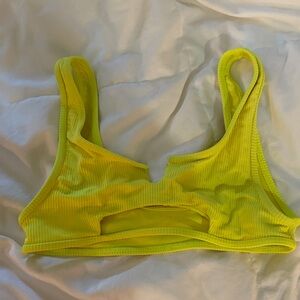 Frankie's Bikinis Neon Yellow Ribbed Bra